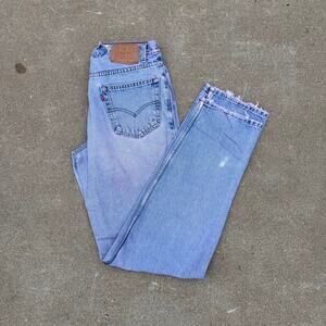 Levis 550 Relaxed Fit Jeans Vintage 90s Distressed Mens 33x36 Blue Pink